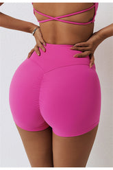 Gerüschte Yoga-Shorts mit hoher Taille